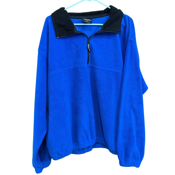 Weatherproof Garment Company XXL Pullover Fleece Jacket Blue Black Collar - Picture 1 of 6